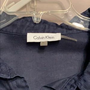 Calvin Klein Linen button down shirt Navy Blue